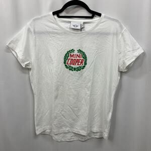 Mini Cooper White T-Shirt Vintage Logo Short Sleeve Small 100% Cotton NWT